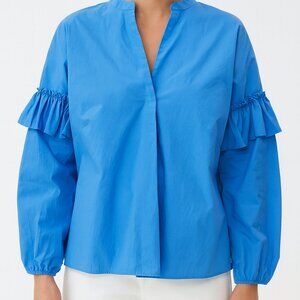 Escada blue ruffle detail blouse size 44
